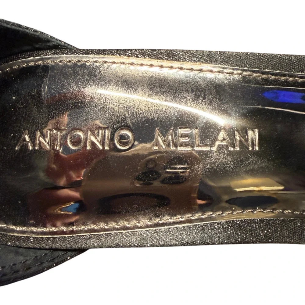 ANTONIO MELANI Women's 8 Black Rhinestone Heels Sparkle Zip Back Fancy Shoes